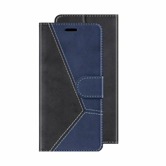 ClickCase Trendy Dual Shade Series For Oppo F1 Plus Navy Blue and Black Faux Leather Mobile Wallet Flip Cover