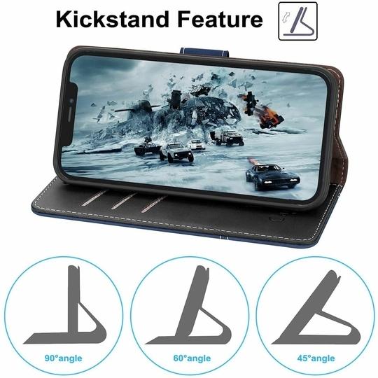 ClickCase Trendy Dual Shade Series For Oppo F1 Plus Navy Blue and Black Faux Leather Mobile Wallet Flip Cover