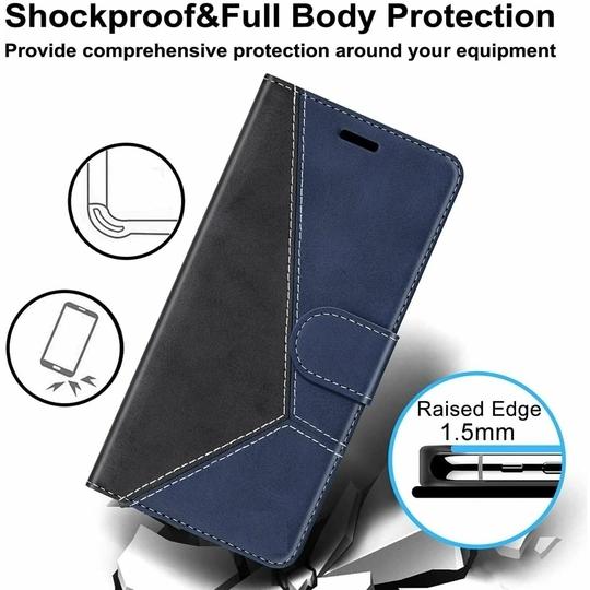 ClickCase Trendy Dual Shade Series For Oppo F1 Plus Navy Blue and Black Faux Leather Mobile Wallet Flip Cover