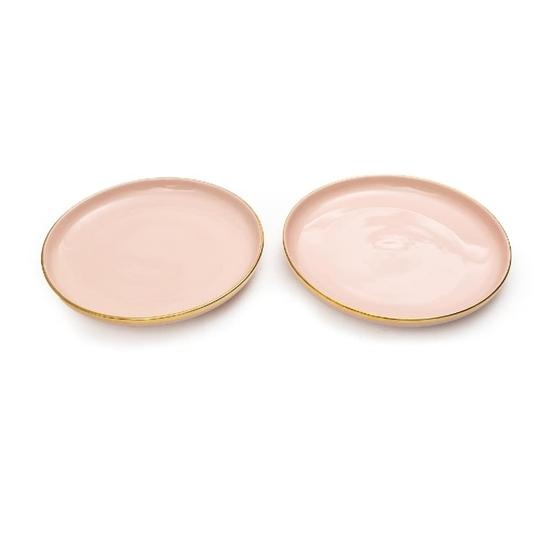 EZ Life Pink and Gold Ceramic Plate 10 Inch (Set Of 2) Pack of 1