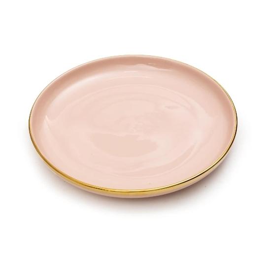 EZ Life Pink and Gold Ceramic Plate 10 Inch (Set Of 2) Pack of 1