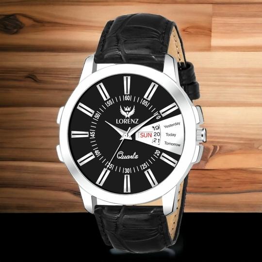 Lorenz Black Dial Watch Day and Date for Men | Watch for Boys- MK-2074W