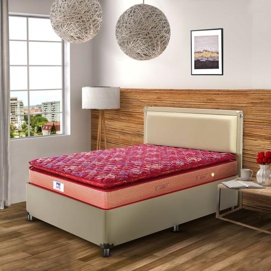 Peps Springkoil Bonnell Pillow Top 6-inch Single Size Spring Mattress (Maroon, 84x30x06)