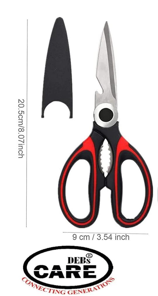 DEB's CARE Premium Heavy Duty Shears Ultra Sharp Stainless Steel Multi-function Kitchen Scissors for Chicken Poultry Fish Meat Vegetables Herbs BBQ (Pack of 1)