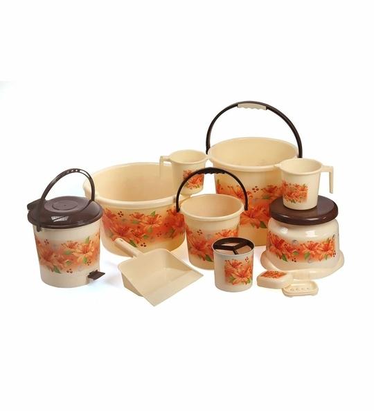 Regalo 10Pc Plastic Bathroom Set-Brown