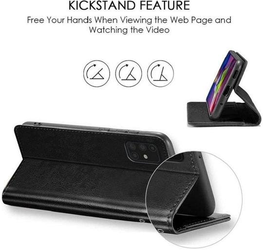 BINTAGE Flip Cover for MOTOROLA G51 (Black, Magnetic Case, Pack of: 1)