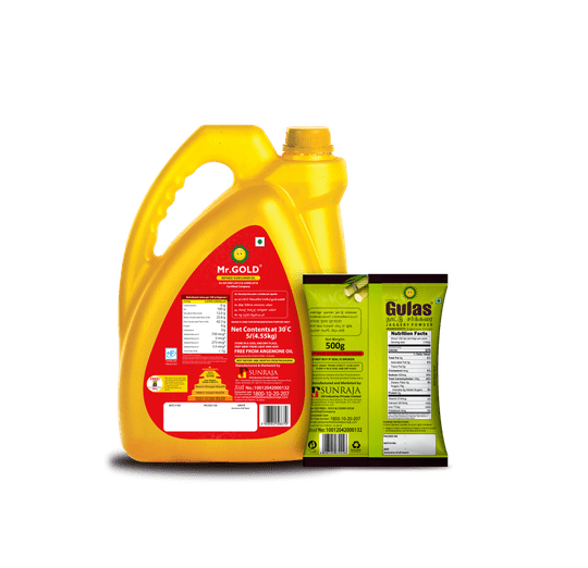 Mr.Gold Refined Sunflower 5L Can + Free Gulas Jaggary Powder,500G