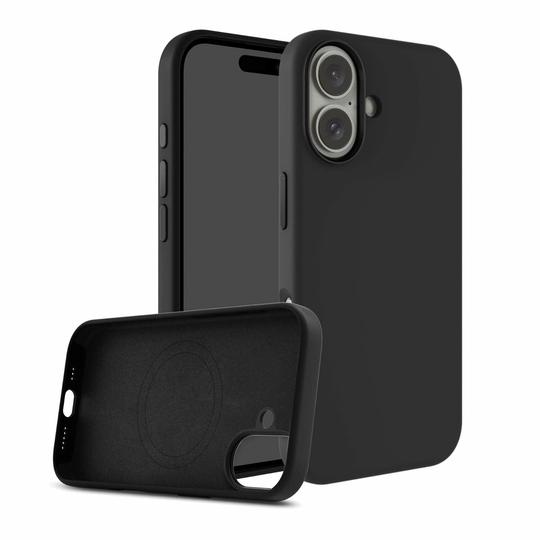 MOBUSA Premium Liquid Silicon Back Cover case for iPhone 16|Soft Micro Fibre Lining Inside| Shockproof dust Free Back Cover case| magsafe Silicon case for iPhone 16|Military Grade Protection  (Black)