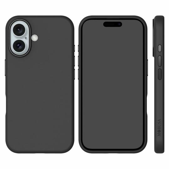 MOBUSA Premium Liquid Silicon Back Cover case for iPhone 16|Soft Micro Fibre Lining Inside| Shockproof dust Free Back Cover case| magsafe Silicon case for iPhone 16|Military Grade Protection  (Black)