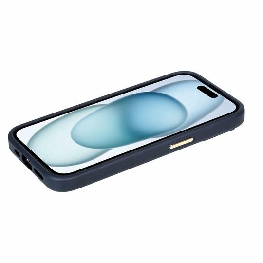 MOBUSA Luxury Bio Leather case Cover for iPhone 15 | MagSafe Design | Soft Micro Fibre Lining Inside | Protective Luxury Premium case Cover Blue