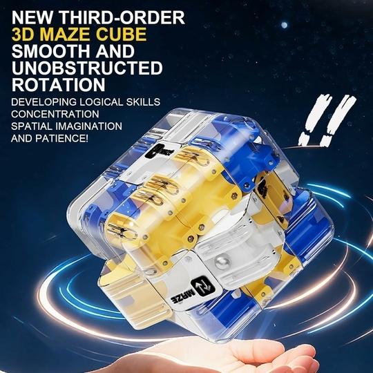 mPIX 3D Rolling Ball Puzzle Cube Brain Teaser Toy for Improving Spatial Recognition Blue