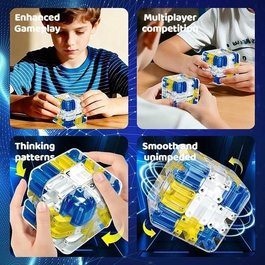 mPIX 3D Rolling Ball Puzzle Cube Brain Teaser Toy for Improving Spatial Recognition Blue