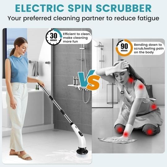 MODUX 9 in 1 Electric Spin Scrubber, Cleaning Brush Scrubber for Home, 300RPM/Min, 8 Replaceable Brush Heads, 3 Adjustable Size, 2 Adjustable Speeds, for Bathroom, Floor Tiles