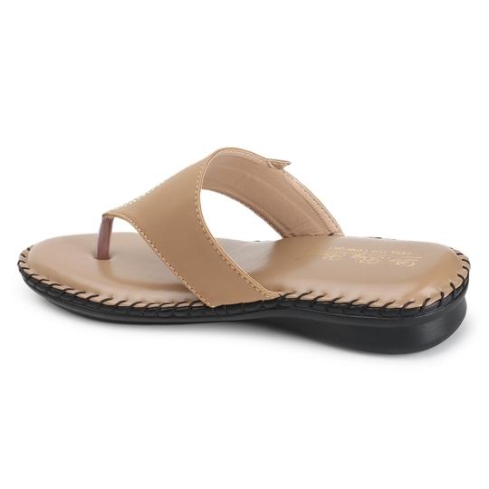 Big Bird Footwear Flat Casual V-strap Doctor Sandals for Women & Girls (Beige) Non-Returnable