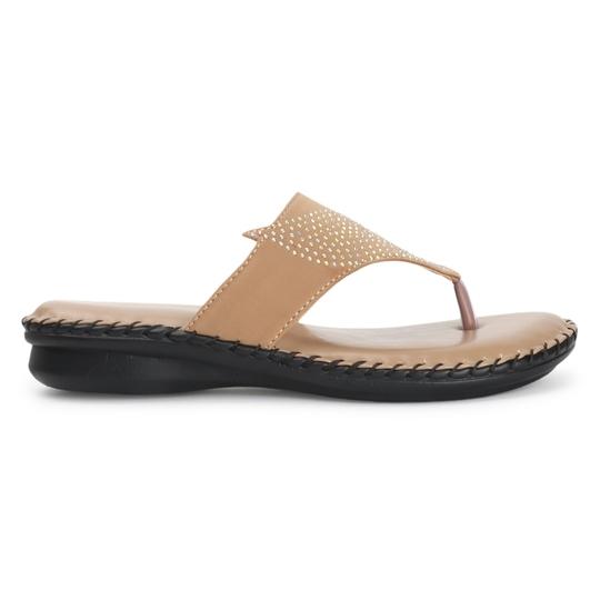 Big Bird Footwear Flat Casual V-strap Doctor Sandals for Women & Girls (Beige) Non-Returnable