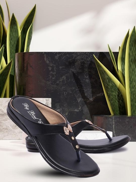 Big Bird Footwear Flat Casual V-strap Sandals for Women & Girls (Black)