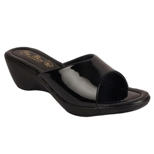 Big Bird Footwear Casual Heeled Wedges Sandals for Women & Girls (Black)