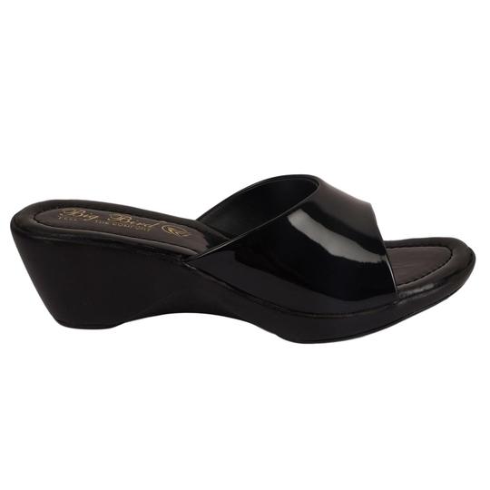 Big Bird Footwear Casual Heeled Wedges Sandals for Women & Girls (Black)