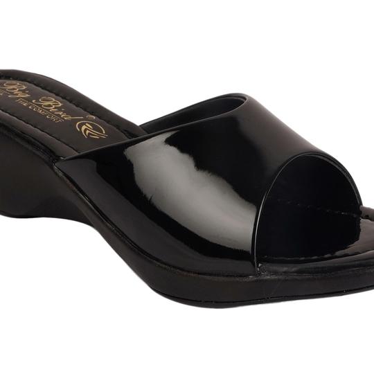Big Bird Footwear Casual Heeled Wedges Sandals for Women & Girls (Black)