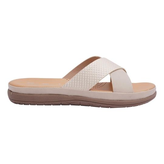 Big Bird Footwear California Style Trendy Flat Casual Slip-Ons Sandals for Women & Girls (Cream) Non-Returnable