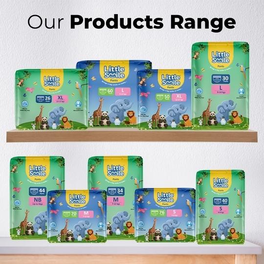 LittleSmile Better Dry Feel Baby Diaper Pants | Small | Pack of 3 | - S (228 Pieces)