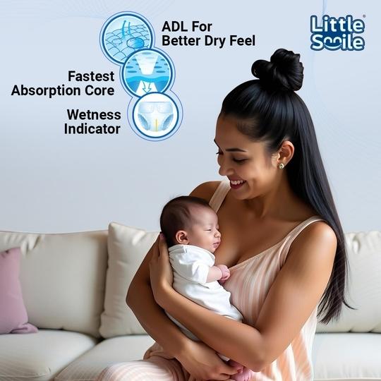 LittleSmile Better Dry Feel Baby Diaper Pants | Small | Pack of 3 | - S (228 Pieces)