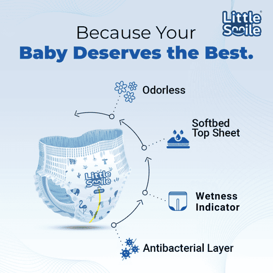 LittleSmile Better Dry Feel Baby Diaper Pants | Small | Pack of 3 | - S (228 Pieces)
