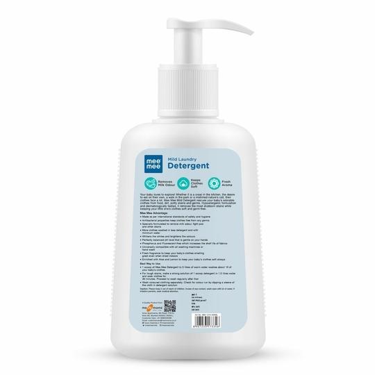 Mee Mee Baby Liquid Detergent | Anti-Bacterial & Hypoallergenic Baby Laundry Wash | Removes Stains & Odor | Gentle on Skin | 500 ml Bottle