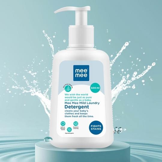 Mee Mee Baby Liquid Detergent | Anti-Bacterial & Hypoallergenic Baby Laundry Wash | Removes Stains & Odor | Gentle on Skin | 500 ml Bottle