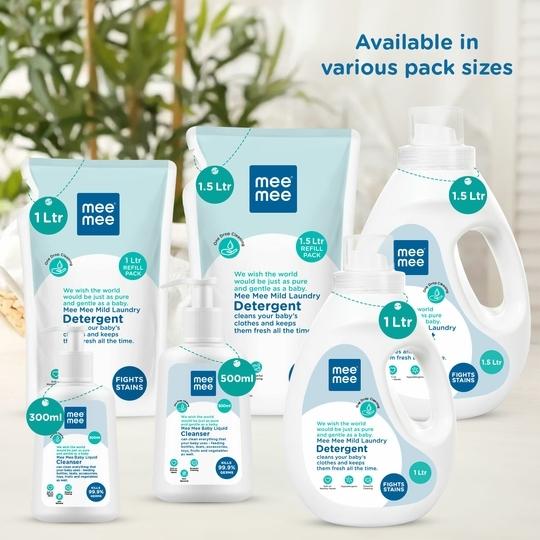 Mee Mee Baby Liquid Detergent | Anti-Bacterial & Hypoallergenic Baby Laundry Wash | Removes Stains & Odor | Gentle on Skin | 500 ml Bottle