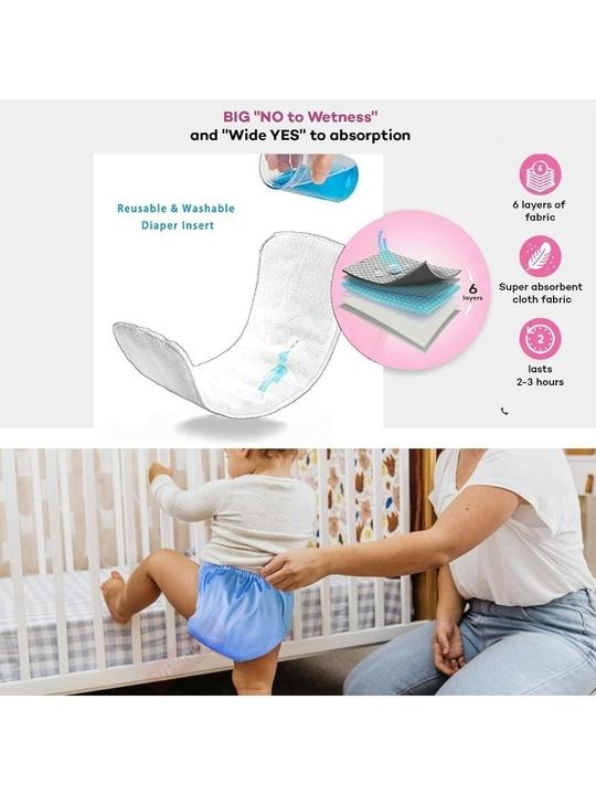 VParents Solid Washable Baby Cloth Diaper Reusable Adjustable Size Waterproof Pocket Cloth Diaper Nappie (With Insert) (Pack of 1)