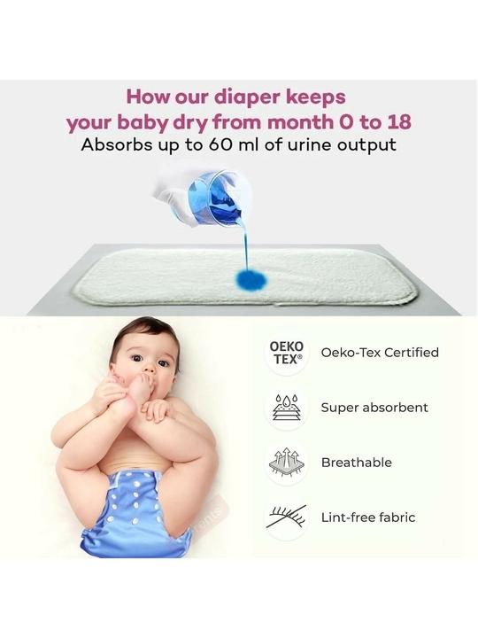 VParents Solid Washable Baby Cloth Diaper Reusable Adjustable Size Waterproof Pocket Cloth Diaper Nappie (With Insert) (Pack of 1)