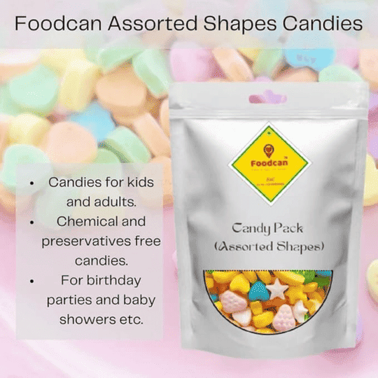 Foodcan Chocolate Gem for Cake Decoration (Choco Burst Munchies) Candy Pack 400 Gram + Candy Pack (Assorted Shapes) Colorful, Hard and Fruity Flavor, 400 Grams | Pack of 2