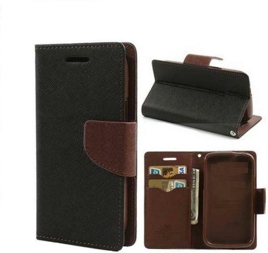 COVERBLACK Artificial Leather::Rubber Flip Cover Compatible model for Mi Redmi 5A - Black