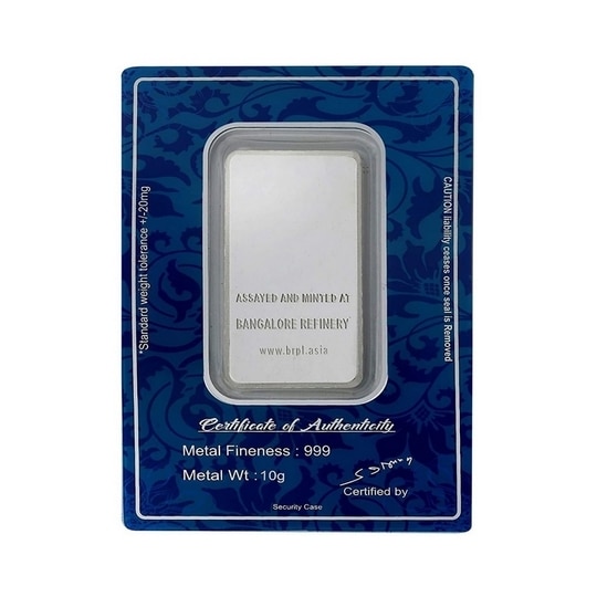 Bangalore Refinery 999 Silver Bar 10g