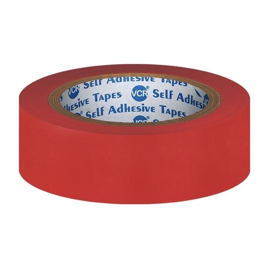VCR Red Floor Marking Tape - 18 Meters in Length 24mm / 01" Width - 1 Roll Per Pack - Waterproof Social Distancing lane Marking Tape for Safety, Hazard and Caution Warnings