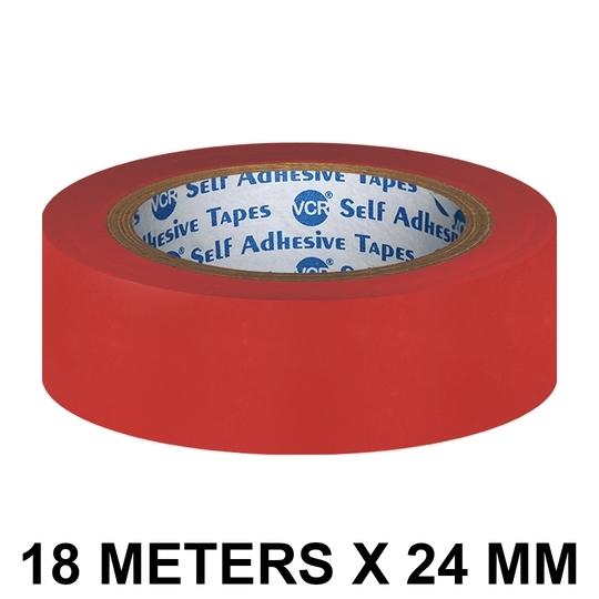 VCR Red Floor Marking Tape - 18 Meters in Length 24mm / 01" Width - 1 Roll Per Pack - Waterproof Social Distancing lane Marking Tape for Safety, Hazard and Caution Warnings