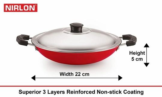 Nirlon Red Aluminium Non-Stick Cookware Set 3 pcs (FT13 AC RT)