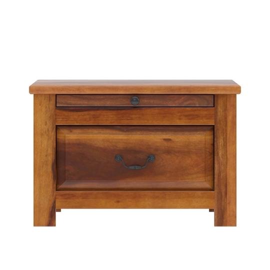 SMAART CRAAFTS Radha Solid Wood Bedside Table - Premium Rectangular Design with 1 Drawer and 1 Tray - Nightstand and End Table for Bedroom and Home - Pure Sheesham Wood with Maple Finish