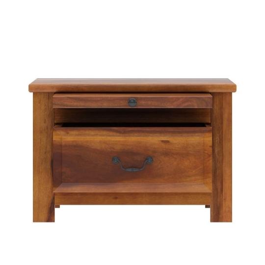 SMAART CRAAFTS Radha Solid Wood Bedside Table - Premium Rectangular Design with 1 Drawer and 1 Tray - Nightstand and End Table for Bedroom and Home - Pure Sheesham Wood with Maple Finish
