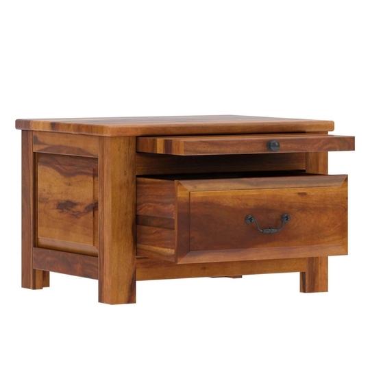 SMAART CRAAFTS Radha Solid Wood Bedside Table - Premium Rectangular Design with 1 Drawer and 1 Tray - Nightstand and End Table for Bedroom and Home - Pure Sheesham Wood with Maple Finish