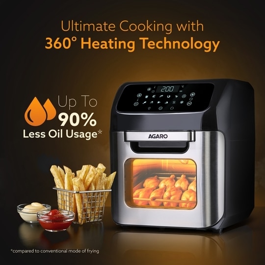 AGARO Regency 1800W, 12L, Family Rotisserie Oven, Electric Air Fryer, Silver