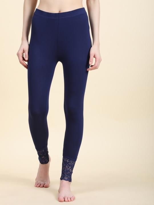 Outflits Ladies Ankel Leggings With Lace (Navy,XXL)