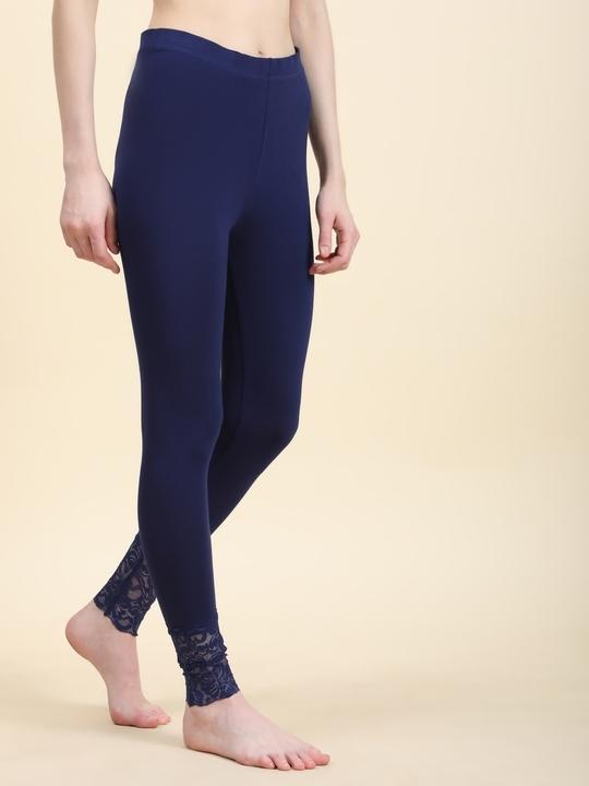 Outflits Ladies Ankel Leggings With Lace (Navy,XXL)