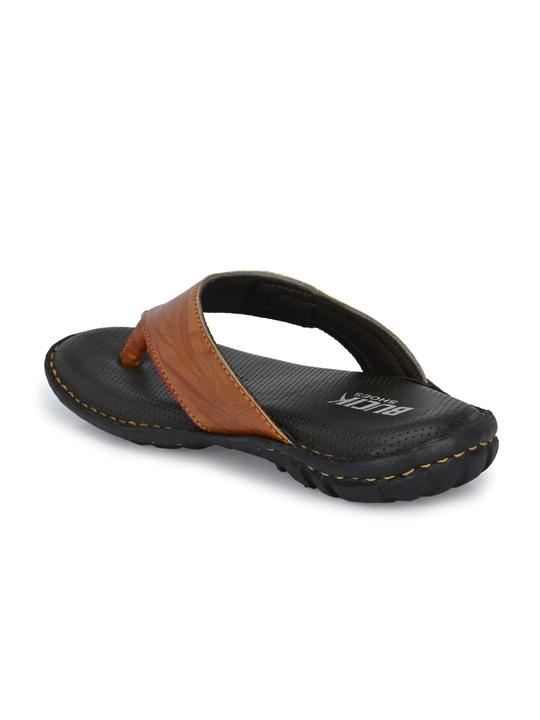 BUCIK Men's Tan Synthetic Leather Slip-On Casual Slipper/Flip Flop
