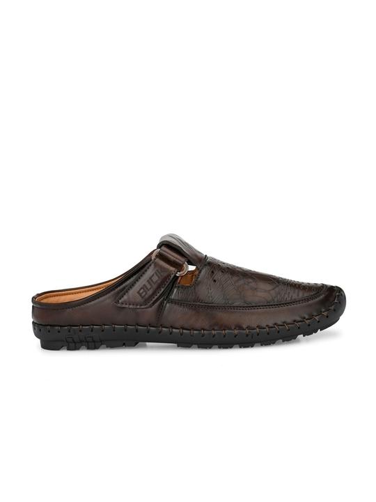 Bucik Men's Brown Synthetic Leather Slip-On Casual Sandal
