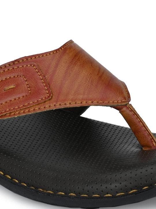 BUCIK Men's Tan Synthetic Leather Slip-On Casual Slipper/Flip Flop