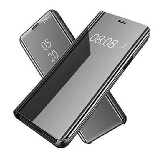 CLUBCLASSY Black Poly Carboncate 360 Degree Body Protection, Semi Transparent, Shock Proof Corners, Magnetic, Mirror Finish Looks Classy Flip Cover