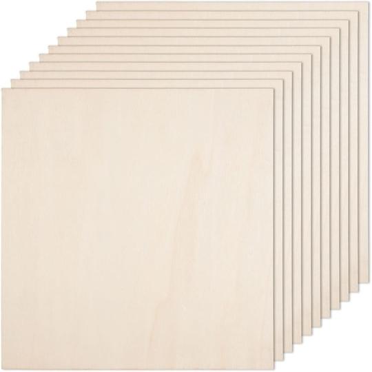 CRUTO MDF Wood Board Cutouts 3mm Thick Unfinished Craft Boards for Sublimation, Painting, Resin, Mandala & Lippan Art Painting, Resin, Mandala & DIY Art Projects (Square Shape 12x12inch - 04pcs)