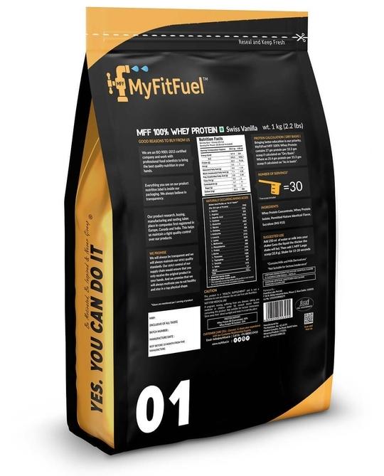 MyFitFuel MFF 100% Whey Protein 1 Kg ( 2.2 lbs ) Whey Protein (1 kg, Swiss Vanilla)